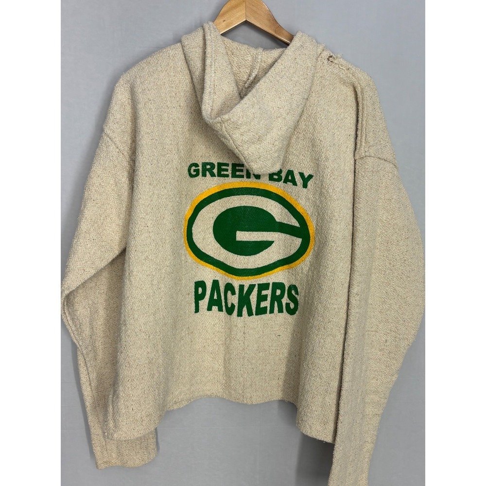 Green‎ Bay Packers Baja Hoodie Mens Beige HEMP Hippie Hipster Sweater Comfort XL